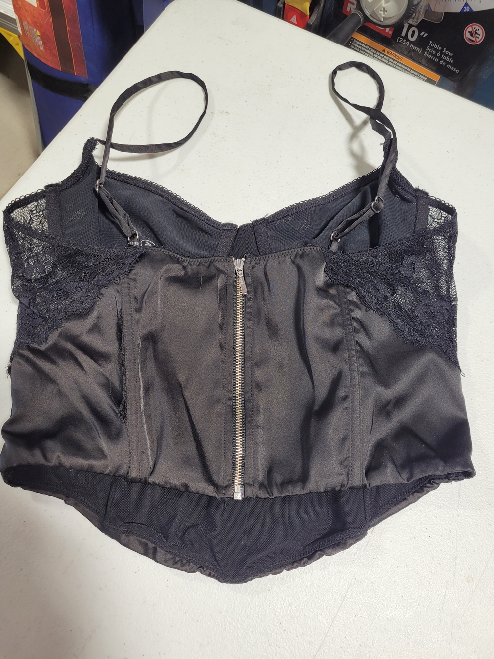 White Fox Boutique Black Lace-Trim Satin Bustier Camisole - Picture 2 of 4